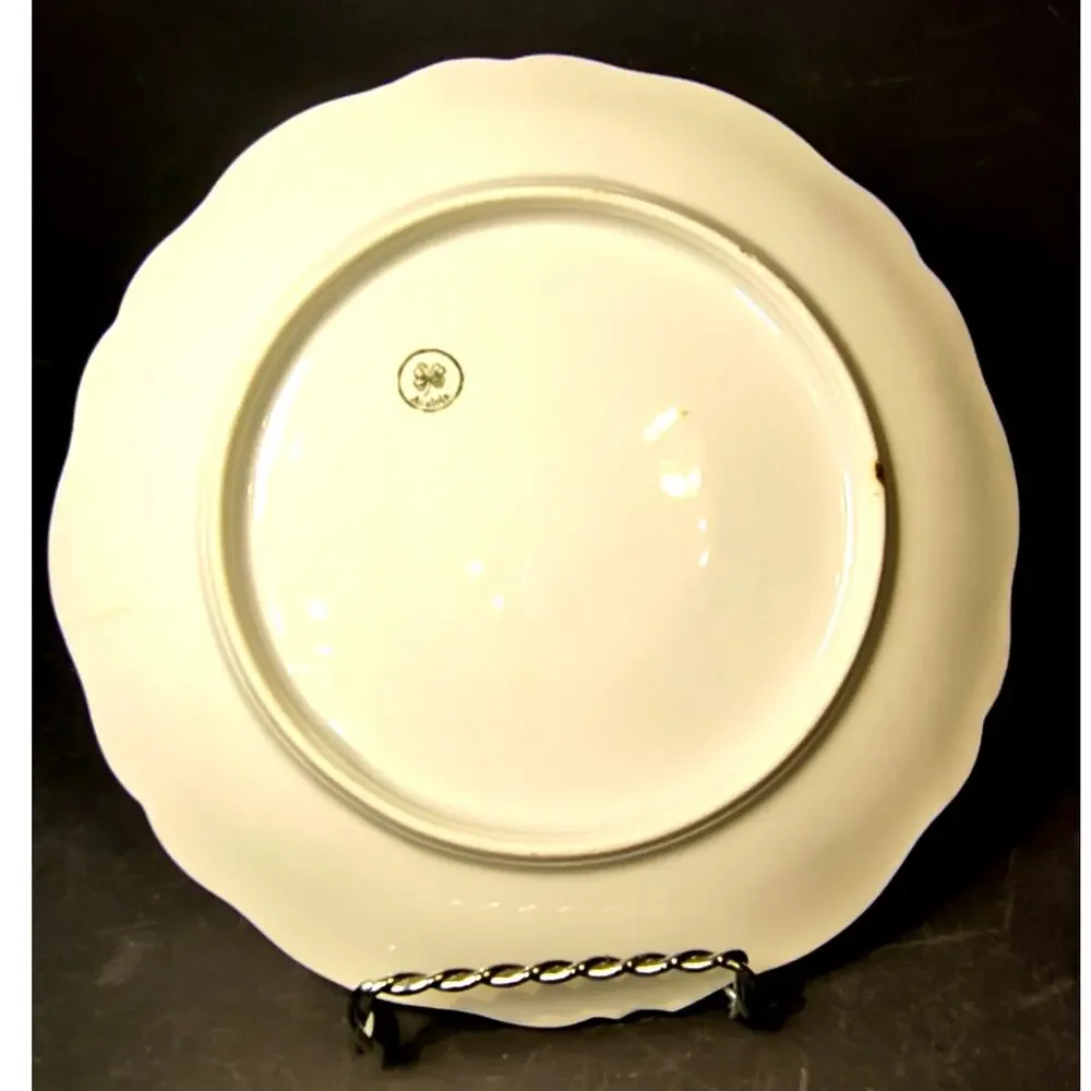 1904.  Vintage Bohemian Austrian Merkelsgrun Dessert Plate White Floral
